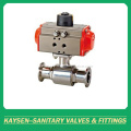 Sanitary pneumatic direct way ball valves clamped end